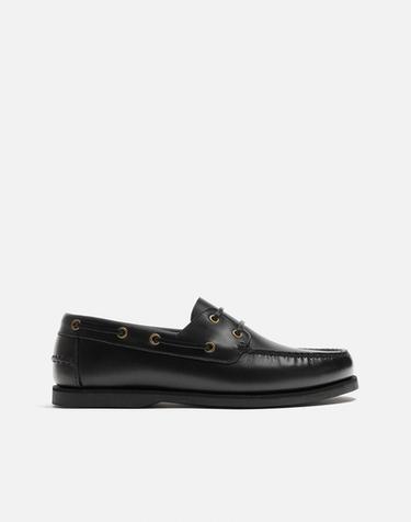 LIMITED EDITION LEATHER DECK SHOES - Black by Zara