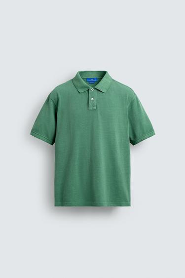 WASHED PIQUÉ POLO SHIRT AARON LEVINE X ZARA - GREEN by Zara