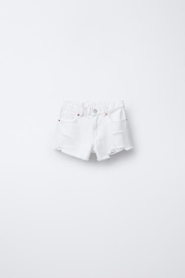 RIPPED DENIM BERMUDA SHORTS - White by Zara - Image 0
