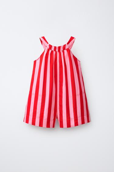 STRIPED PLAYSUIT - Red by Zara
