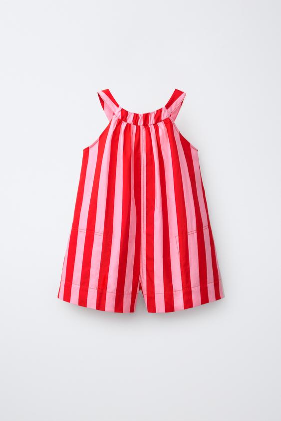 STRIPED PLAYSUIT - Red by Zara - Image 0