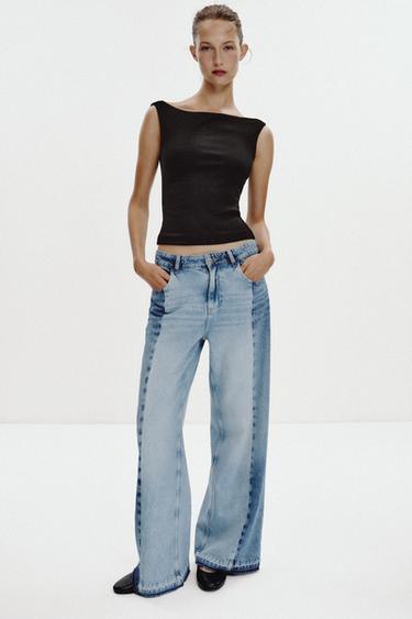 COLD SHOULDER RIBBED T-SHIRT - Black by Zara