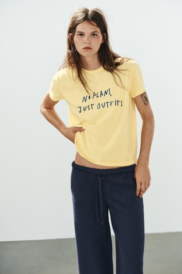 YELLOW SLOGAN T-SHIRT - Yellow by Zara