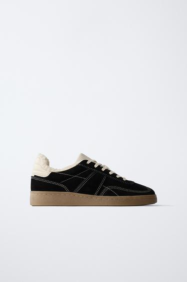 SNEAKERS WITH FAUX SHEARLING DETAIL - Black by Zara