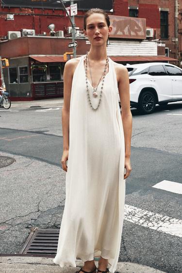 FLOWING DRESS WITH CONTRAST BACK - Ecru by Zara