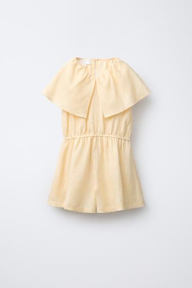 RUFFLED 100% LINEN PLAYSUIT - Light yellow by Zara
