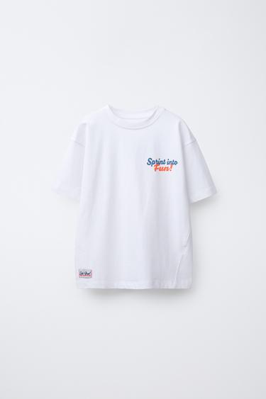 SLOGAN T-SHIRT WITH LABEL - White by Zara - Image 0