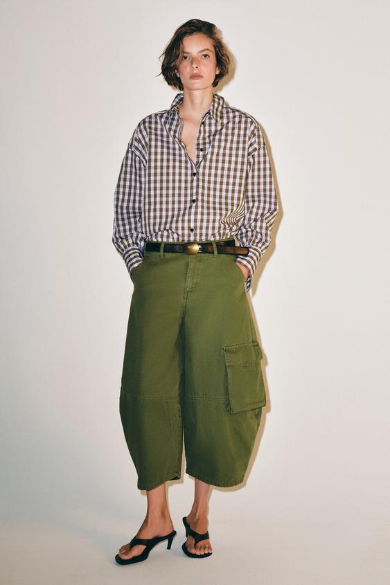 ZW COLLECTION OVERSIZE CHECK SHIRT - Red by Zara - Image 0