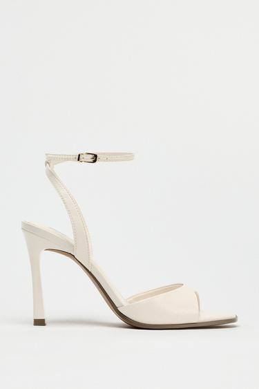PATENT-FINISH HIGH-HEEL SANDALS - White by Zara