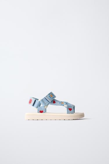 EMBROIDERED SANDALS - Blue by Zara