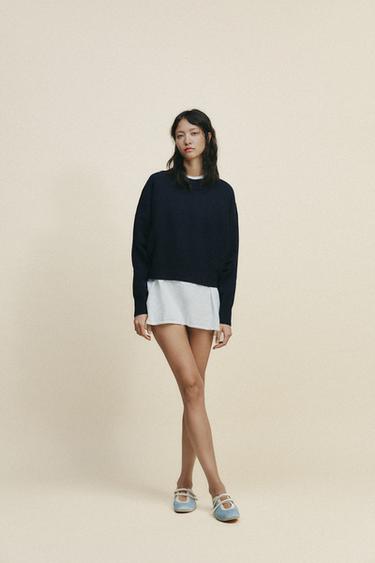 PLEATED SLEEVE KNIT SWEATSHIRT - Navy blue by Zara