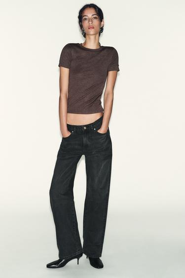 MINIMAL SHORT SLEEVE T-SHIRT - Brown marl by Zara