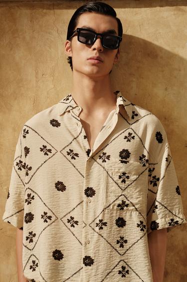 CONTRAST PRINT SHIRT - Mid-ecru by Zara