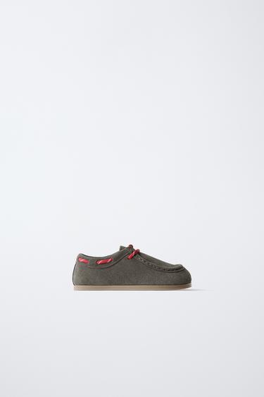 LEATHER DECK SHOES - Grey by Zara