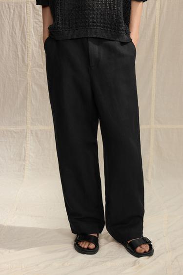 COTTON/LINEN SUIT TROUSERS - Black by Zara