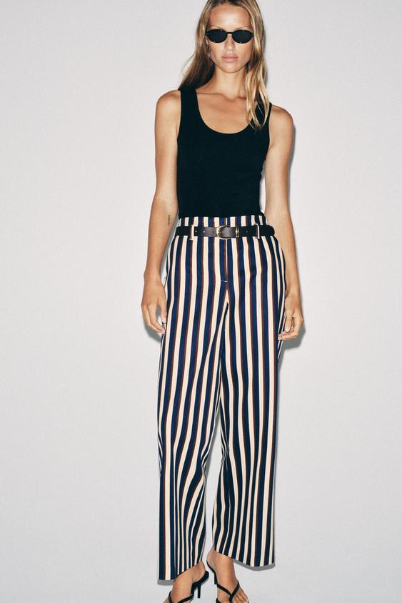 STRIPED TROUSERS WITH BELT - striped by Zara - Image 0