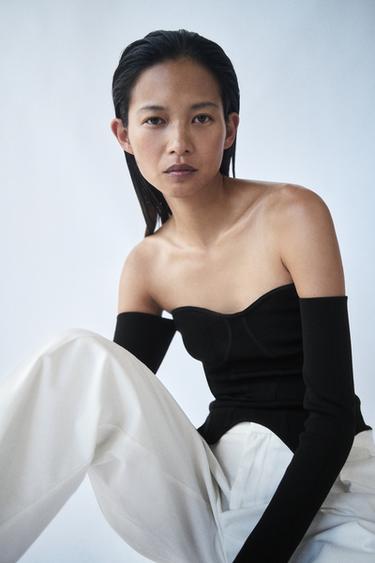 CORSETRY-INSPIRED KNIT TOP - Black by Zara