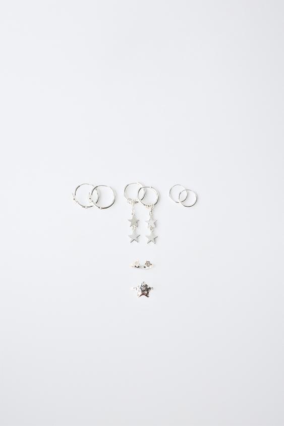 STAR HOOP EARRING AND RING PACK - Silver by Zara - Image 0
