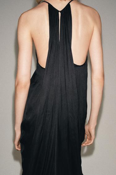 ZW COLLECTION SATIN DRAPED DRESS - Black by Zara