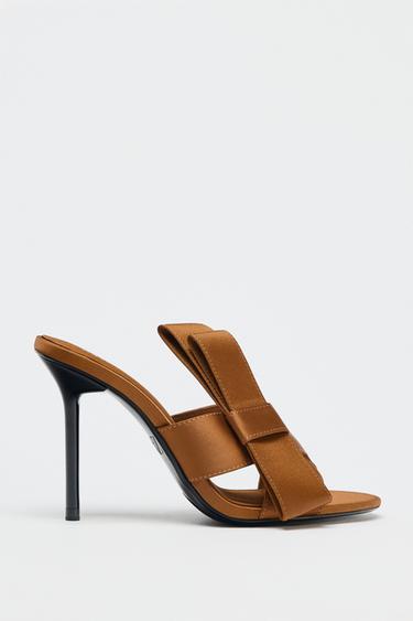 SANDALS WITH SIDE BOW - Brown by Zara