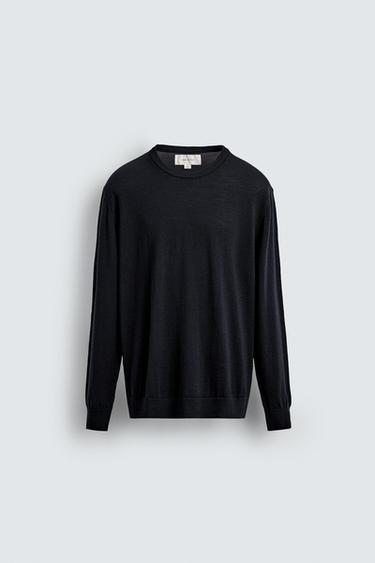 100% WOOL SWEATER - Navy blue by Zara - Image 0