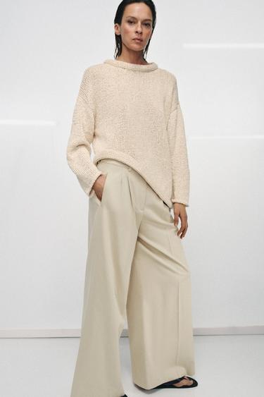 ASYMMETRIC KNIT JUMPER - Ecru / Beige by Zara