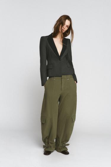 ZW COLLECTION BARREL CARGO TROUSERS - Khaki by Zara