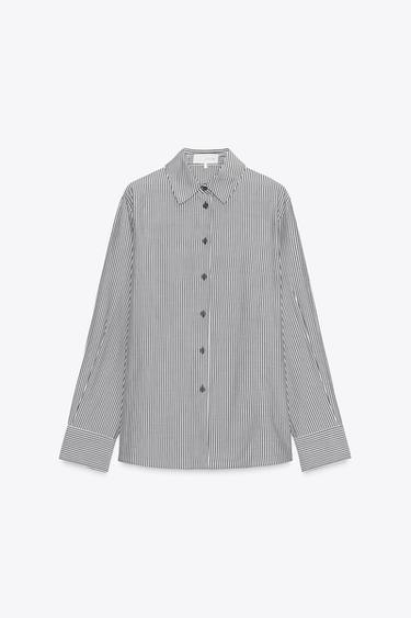 ZW COLLECTION STRIPED FLOWING SHIRT - Dark brown by Zara