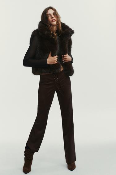 FAUX FUR GILET - Brown by Zara