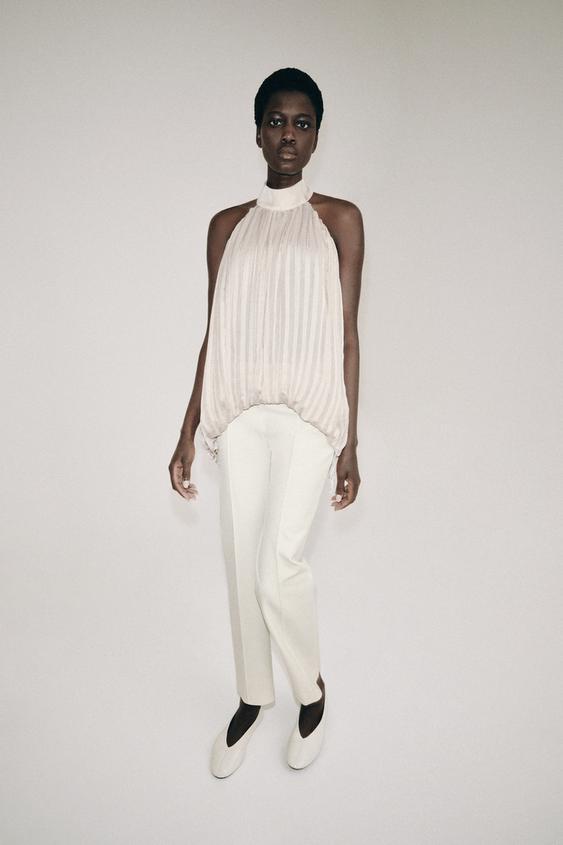 ZW COLLECTION PLEATED HALTER TOP - Pearl / Beige by Zara - Image 0