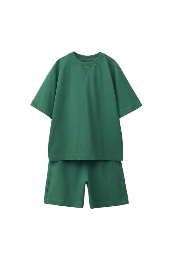 T-SHIRT AND BERMUDA SHORTS SET - Mid-green by Zara - Image 0