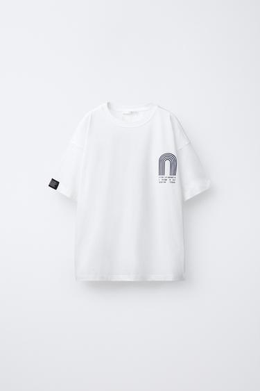PRINTED T-SHIRT - Oyster-white by Zara