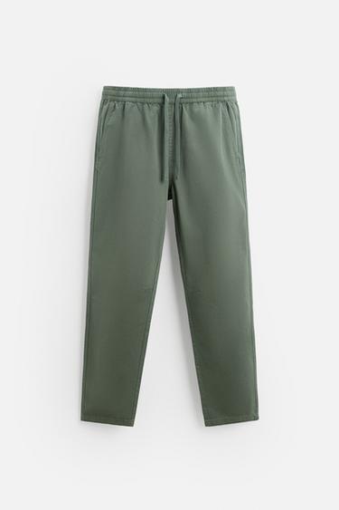 WASHED JOGGER WAIST TROUSERS - Khaki by Zara