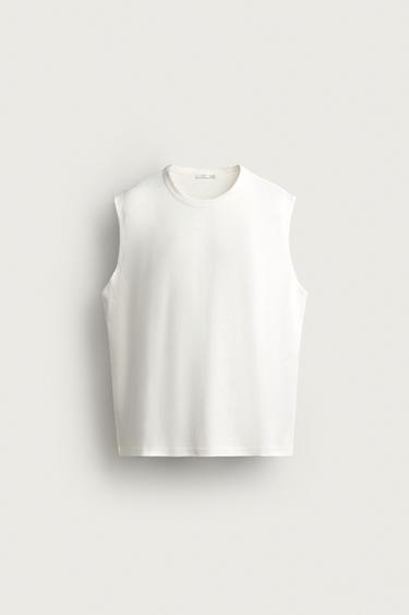 TANK TOP WITH CONTRAST NECK - White by Zara