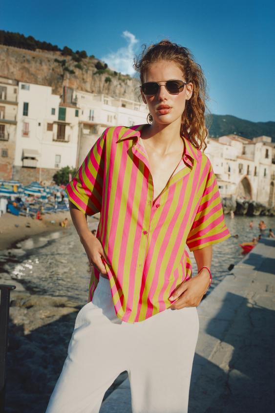 SHORT SLEEVE STRIPED SHIRT - Multicoloured by Zara - Image 0