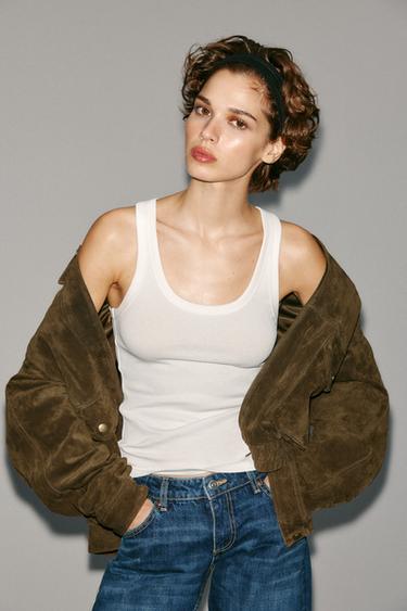 RIBBED STRAPPY TOP - White by Zara