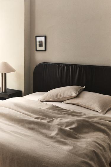 WASHED LINEN DUVET COVER (160 GxM²) - Light beige by Zara