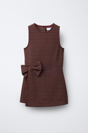 CHECK SHORT JUMPSUIT WITH BOW - Red by Zara