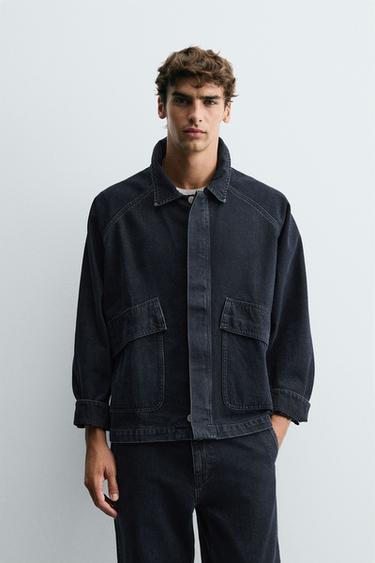 DENIM JACKET WITH POCKETS - Dark navy by Zara