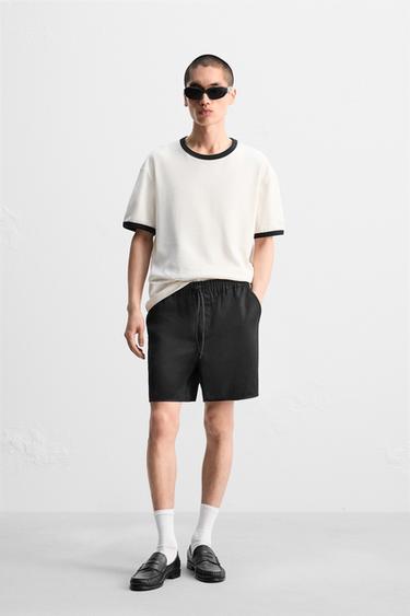 COTTON/LYOCELL BERMUDA SHORTS - Black by Zara