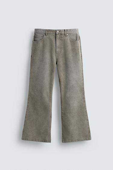 LIMITED EDITION FLARE FIT CORDUROY TROUSERS - Light grey by Zara