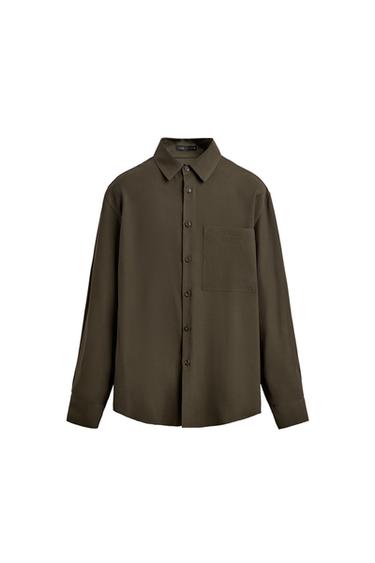 FLUID SHIRT WITH POCKET - Khaki by Zara