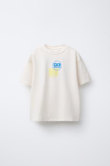 T-SHIRT WITH RAISED GRAPHIC - Ecru by Zara - Image 0