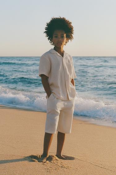 TEXTURED SHIRT WITH POCKET - Ecru by Zara