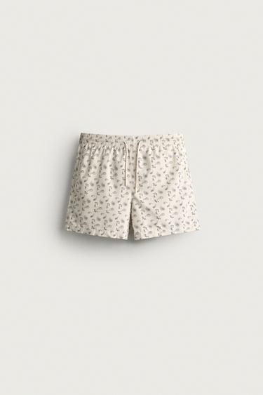 PAISLEY PRINT MID-LENGTH SWIMMING TRUNKS - Ecru by Zara