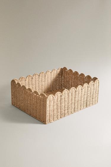 MEDIUM SCALLOPED BASKET - Light beige by Zara