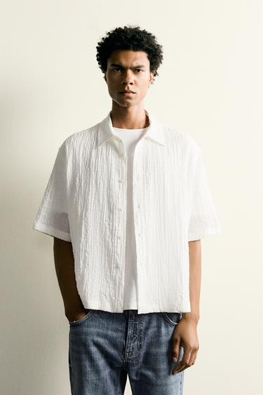 TEXTURED RELAXED FIT SHIRT - Oyster-white by Zara