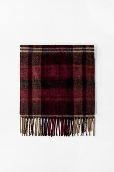 JACQUARD CHECK SCARF - GARNET by Zara