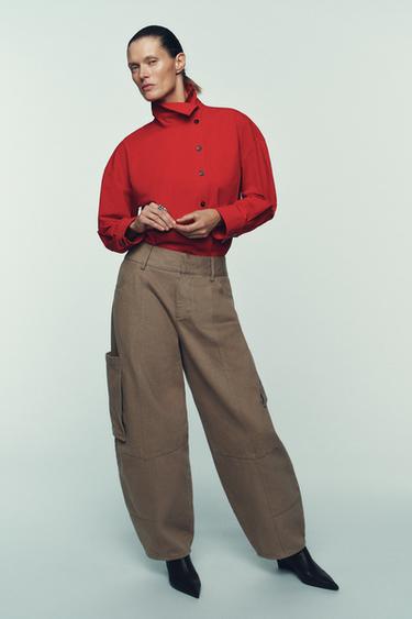 HIGH NECK WRAP SHIRT - Red by Zara