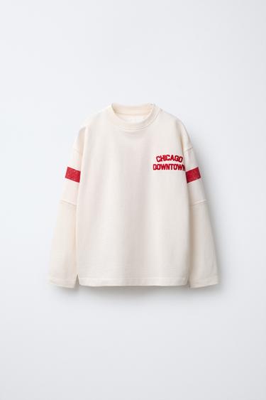 T-SHIRT WITH EMBROIDERED SLOGAN - Ecru by Zara - Image 0